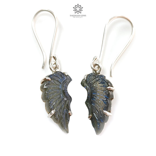 Blue Labradorite Silver Earrings 5.58gms