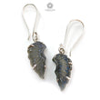 Blue Labradorite Silver Earrings: 5.58gms Natural Untreated Labradorite Angel Wings Carving Prong Set Drop Dangle Hook Earring 1.75"