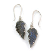 Blue Labradorite Silver Earrings: 33.60cts Natural Untreated Labradorite Angel Wings Carving Prong Set Drop Dangle Hook Earring 2"