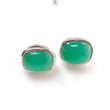 Green Chrysoprase Cabochon Silver Earring: 3.61gms Natural Chrysoprase Cushion Shape Plain 925 Silver Bezel Set Stud Push Back Earring 0.50"