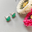 Green Chrysoprase Cabochon Silver Earring: 3.61gms Natural Chrysoprase Cushion Shape Plain 925 Silver Bezel Set Stud Push Back Earring 0.50"