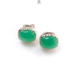 Green Chrysoprase Cabochon Silver Earring: 3.63gms Natural Chrysoprase Cushion Shape Plain 925 Silver Bezel Set Stud Push Back Earring 0.50"