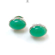 Green Chrysoprase Cabochon Silver Earring: 5.21gms Natural Chrysoprase Oval Shape Plain 925 Silver Bezel Set Stud Push Back Earring 0.50"