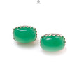 Green Chrysoprase Cabochon Silver Earring: 5.79gms Natural Chrysoprase Oval Shape Plain 925 Silver Bezel Set Stud Push Back Earring 0.50"