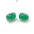 Green Chrysoprase Cabochon Silver Earring: 5.79gms Natural Chrysoprase Oval Shape Plain 925 Silver Bezel Set Stud Push Back Earring 0.50"