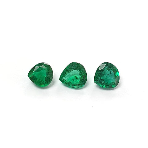 Emerald Gemstone Fancy Cut : 2.13cts Natural Untreated Unheated Green Emerald Heart Shape 5.8mm - 7*6.5mm 3pcs Se