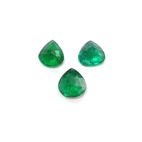 Emerald Gemstone Fancy Cut : 1.12cts Natural Untreated Unheated Green Emerald Heart Shape 4.9mm - 5.4mm 3pcs Set