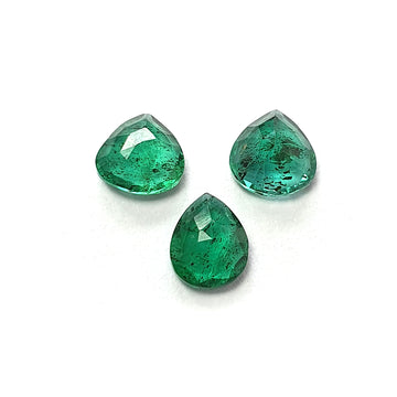 Emerald Gemstone Fancy Cut : 1.45cts Natural Untreated Unheated Green Emerald Heart Shape 5.5mm - 6mm 3pcs Set