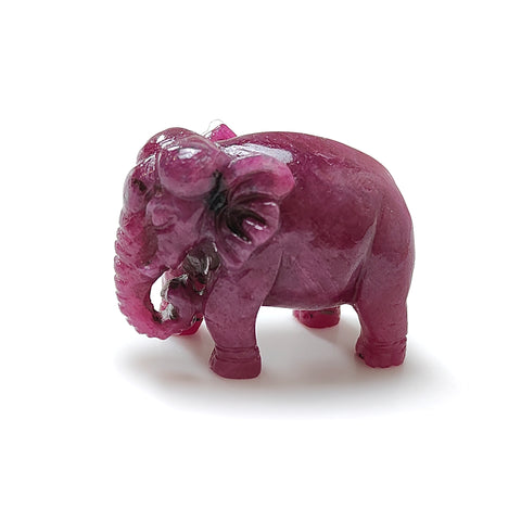 Ruby Gemstone Sculpture Figurine: 85.50cts Natural Untreated Ruby Elephant Carving 29*21mm July Birthstone