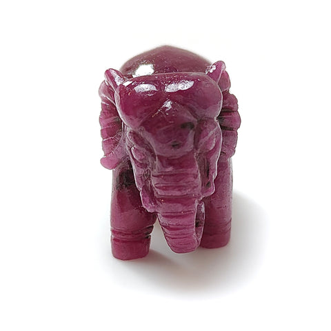 Ruby Gemstone Sculpture Figurine: 85.50cts Natural Untreated Ruby Elephant Carving 29*21mm July Birthstone