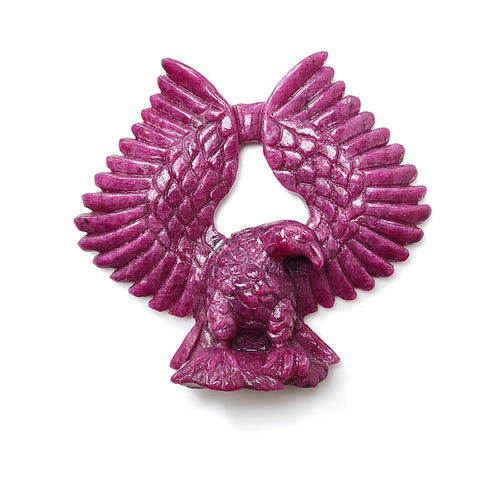 Ruby Gemstone Sculpture Figurine: 167.90cts Natural Untreated Ruby Eagle Bird Carving 68*61mm July Birthstone