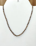 Golden Brown Chocolate Sapphire Gemstone Beads Necklace : 14.26gms 925 Sterling Silver Natural Plain Cushion Sapphire 5*3mm - 6*4mm 19