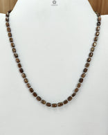 Golden Brown Sapphire Gemstone Beads Necklace : 21.71gms 925 Sterling Silver Natural Plain Cushion Sapphire 5.5*4mm - 7*6mm 19