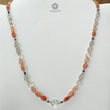 Oregon Sunstone Gemstone Beads Necklace: 87.00cts (Approx) Natural Chatoyant Orange Sunstone Oval Plain 925 Silver 18" (Approx) Necklace