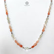 Oregon Sunstone Gemstone Beads Necklace: 87.00cts (Approx) Natural Chatoyant Orange Sunstone Oval Plain 925 Silver 18" (Approx) Necklace