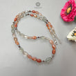 Oregon Sunstone Gemstone Beads Necklace: 87.00cts (Approx) Natural Chatoyant Orange Sunstone Oval Plain 925 Silver 18" (Approx) Necklace