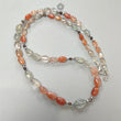 Oregon Sunstone Gemstone Beads Necklace: 87.00cts (Approx) Natural Chatoyant Orange Sunstone Oval Plain 925 Silver 18" (Approx) Necklace