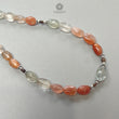 Oregon Sunstone Gemstone Beads Necklace: 87.00cts (Approx) Natural Chatoyant Orange Sunstone Oval Plain 925 Silver 18" (Approx) Necklace