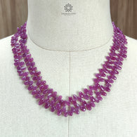 Purple Sheen Ruby Beads Necklace : 327.00cts Natural Untreated Ruby Gemstone Plain 925 Sterling Silver Oval Shape 18