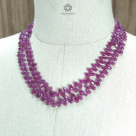 Purple Sheen Ruby Beads Necklace : 327.00cts Natural Untreated Ruby Gemstone Plain 925 Sterling Silver Oval Shape 18