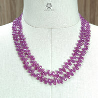 Ruby Beads Necklace : 345.40cts Natural Untreated Ruby Gemstone Plain 925 Sterling Silver Oval Shape 19