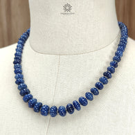 Blue Sapphire Melon Pumpkin Beads : 394.50cts 925 Sterling Silver Natural Sapphire Hand Carved Rondelle Melon Beads 7mm - 12mm 19