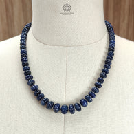 Blue Sapphire Melon Pumpkin Beads : 431.80cts 925 Sterling Silver Natural Sapphire Hand Carved Rondelle Melon Beads 7mm - 12mm 20