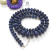 Blue Sapphire Melon Pumpkin Beads : 431.80cts 925 Sterling Silver Natural Sapphire Hand Carved Rondelle Melon Beads 7mm - 12mm 20"