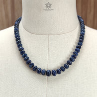 Blue Sapphire Melon Pumpkin Beads : 394.80cts 925 Sterling Silver Natural Sapphire Hand Carved Rondelle Melon Beads 8mm - 11mm 19.5