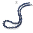 Blue Sapphire Melon Pumpkin Beads : 394.80cts 925 Sterling Silver Natural Sapphire Hand Carved Rondelle Melon Beads 8mm - 11mm 19.5"