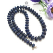 Blue Sapphire Melon Pumpkin Beads : 394.80cts 925 Sterling Silver Natural Sapphire Hand Carved Rondelle Melon Beads 8mm - 11mm 19.5"