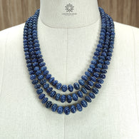 Blue Sapphire Melon Pumpkin Beads Necklace : 1209.40cts 925 Sterling Silver Natural Sapphire Hand Carved Melon Beads 7mm - 12mm 16