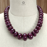 Ruby Gemstone Rondelle Necklace : 1794.80cts 925 Sterling Silver Natural Untreated Red Ruby Plain Necklace 15mm - 26mm 20