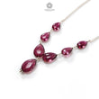 Rubellite Tourmaline Beads Chain Necklace: 39.40cts Natural Untreated Tourmaline 925 Sterling Silver Plain Pear 10*6mm-12*9mm 20.5" Necklace