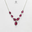 Rubellite Tourmaline Beads Chain Necklace: 39.40cts Natural Untreated Tourmaline 925 Sterling Silver Plain Pear 10*6mm-12*9mm 20.5" Necklace