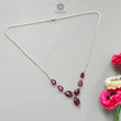 Rubellite Tourmaline Beads Chain Necklace: 39.40cts Natural Untreated Tourmaline 925 Sterling Silver Plain Pear 10*6mm-12*9mm 20.5" Necklace