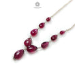 Rubellite Tourmaline Beads Chain Necklace: 41.50cts Natural Untreated Tourmaline 925 Sterling Silver Plain Pear 6*4mm - 12*8mm 22" Necklace