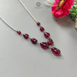 Rubellite Tourmaline Beads Chain Necklace: 41.50cts Natural Untreated Tourmaline 925 Sterling Silver Plain Pear 6*4mm - 12*8mm 22" Necklace