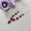 Rubellite Tourmaline Beads Chain Necklace: 41.50cts Natural Untreated Tourmaline 925 Sterling Silver Plain Pear 6*4mm - 12*8mm 22" Necklace