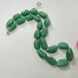 Green Quartz Carving Beads Necklace: 693.60cts Natural Untreated Quartz Shape Fancy Hand Carved 925 Sterling Silver 22*13mm - 32*17mm 22"