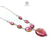 Watermelon Tourmaline Beads Chain Necklace: 33.00cts Natural Untreated Tourmaline 925 Sterling Silver Plain Oval 5*4mm - 13*11mm 21"