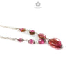 Watermelon Tourmaline Beads Chain Necklace: 33.00cts Natural Untreated Tourmaline 925 Sterling Silver Plain Oval 5*4mm - 13*11mm 21"