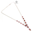 Watermelon Tourmaline Beads Chain Necklace: 56.25cts Natural Untreated Tourmaline 925 Sterling Silver Plain Oval 7*6mm - 12*8mm 22"