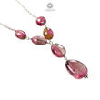 Rubellite Pink Tourmaline Beads Chain Necklace 52.00cts