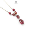 Rubellite Pink Tourmaline Beads Chain Necklace: 52.00cts Natural Untreated Tourmaline 925 Sterling Silver Plain Oval 10*7.5mm - 15*12mm 22"