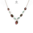 Watermelon Tourmaline Beads Chain Necklace: 38.00cts Natural Untreated Tourmaline 925 Sterling Silver Plain Oval 6*4mm - 11*9mm 21"