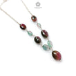 Watermelon Tourmaline Beads Chain Necklace: 38.00cts Natural Untreated Tourmaline 925 Sterling Silver Plain Oval 6*4mm - 11*9mm 21"