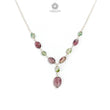 Watermelon Tourmaline Beads Chain Necklace: 35.50cts Natural Untreated Tourmaline 925 Sterling Silver Plain Oval 6*5mm - 11*9mm 22"