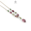 Watermelon Tourmaline Beads Chain Necklace: 35.50cts Natural Untreated Tourmaline 925 Sterling Silver Plain Oval 6*5mm - 11*9mm 22"