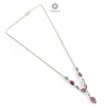 Watermelon Tourmaline Beads Chain Necklace: 35.50cts Natural Untreated Tourmaline 925 Sterling Silver Plain Oval 6*5mm - 11*9mm 22"